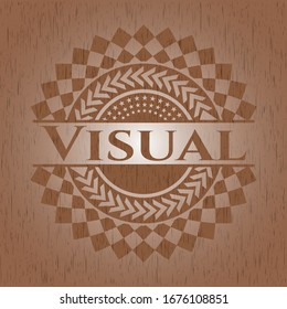 Icono o emblema de madera visual. Ilustración vectorial.