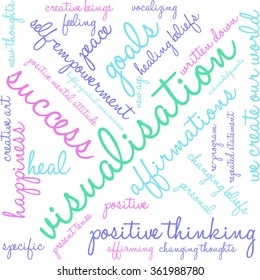 Visualisation word cloud on a white background. 