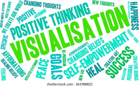 Visualisation word cloud on a white background. 