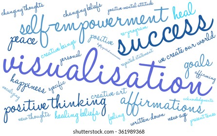 Visualisation word cloud on a white background. 