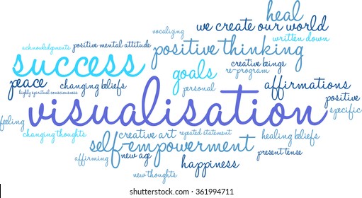 Visualisation word cloud on a white background. 