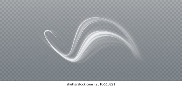 Visualización del flujo de aire o agua. Conjunto de efectos de onda de flujo de aire blanco. Vector png