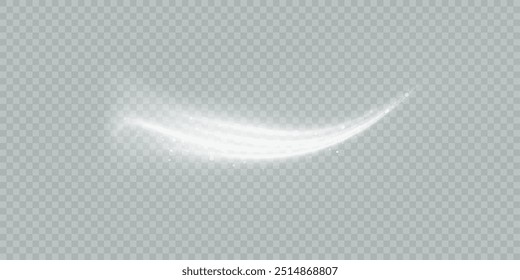 Visualization of air or water flow. Set of white air flow wave effects. vector png	