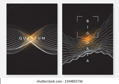 Visualization background. Technology for big data, artificial intelligence, deep learning and quantum computing. Design template for computing concept. Futuristic visualization backdrop.