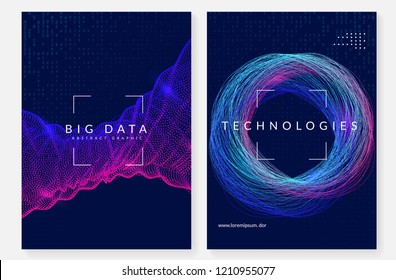 Visualization background. Technology for big data, artificial intelligence, deep learning and quantum computing. Design template for server concept. Geometric visualization backdrop.