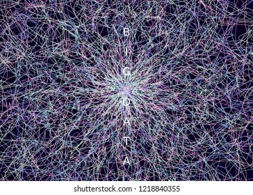 Visualization background. Technology for big data, artificial intelligence, deep learning and quantum computing. Design template for science concept. Cyber visualization backdrop.