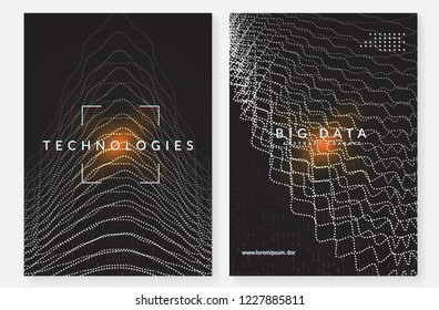 Visualization background. Technology for big data, artificial intelligence, deep learning and quantum computing. Design template for science concept. Futuristic visualization backdrop.