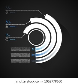 Visualization of business data. The diagram of the process. Abstract elements of the graph, a diagram with 5 steps, options, parts or processes. Vector business template for presentation.