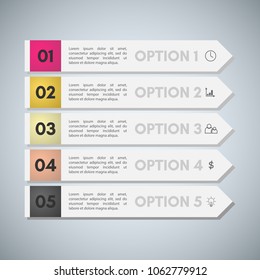Visualization of business data. The diagram of the process. Abstract elements of the graph, a diagram with 5 steps, options, parts or processes. Vector business template for presentation.