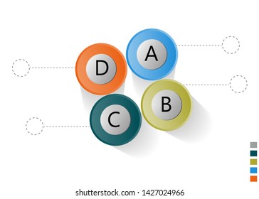 Visualization of business data, infographics. Scheme of process elements using graphs, diagrams of four stages, variants, parts, for writing text. Business vector for presentation.