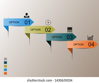 Visualization of business data, infographics. Scheme of process elements using graphs, diagrams arrows colorful with three stages, icons, variants, parts. Business vector for presentation.