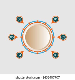 Visualization of business data, infographics. Scheme of process elements using graphs, diagrams, circle with labels, four stages, with numbers, empty, parts. Business vector for presentation.
