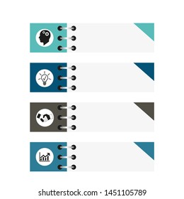 Visualization of business data, infographics. Scheme of process elements using graphs, diagrams - rectangles are fastened to four stages, icons, without text, variants, parts. Business vector 