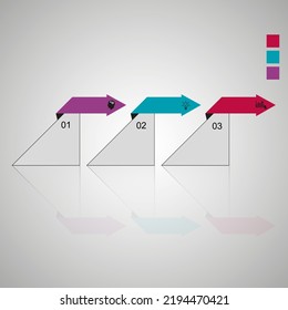 Visualization of business data, infographics. Scheme of the process of elements using graphics, diagrams for three stages, numbers, options, parts. Business vector for presentation.