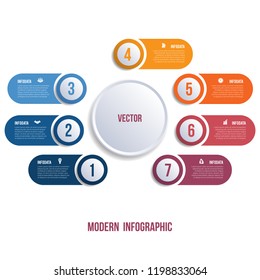 Visualization of business presentations by modern infographics 7 positions.