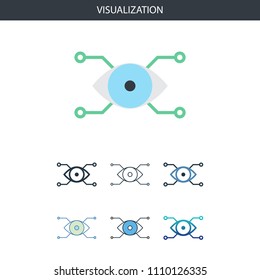 Visualization concept all styles simple icon shape. Simple flat illustration. Visualization concept symbol line design from Augmented reality set. Can be used for web UI/UX