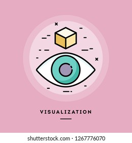 Visualization, flat design thin line banner, usage for e-mail newsletters, web banners, headers, blog posts, print and more. Vector illustration.