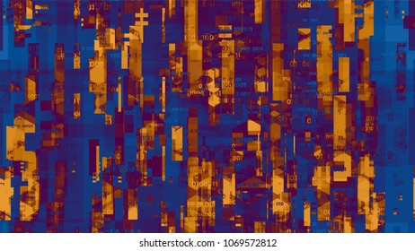 Visualization of Futuristic Communication Stream. Hi Tech Global Hacker Network Texture. Abstract  Sci Fi, Scientific Pattern. Screen, Cover Design Background.