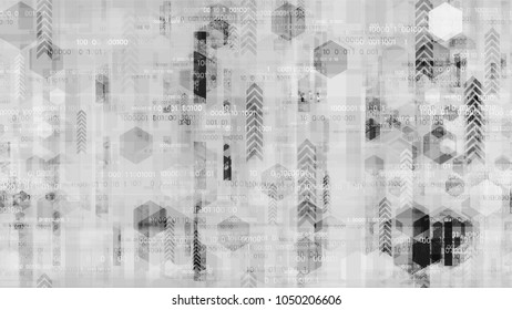 Visualization of Futuristic Communication Stream. Telecommunication High Tech Texture. Abstract  Sci Fi, Scientific Pattern. Screen, Cover Design Background.