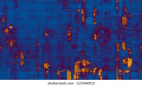 Visualization of Futuristic Communication Stream. Telecommunication High Tech Texture. Abstract  Sci Fi, Scientific Pattern. Packaging, Ad Design Background.