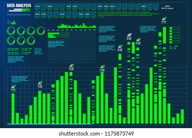 Visualization futuristic infographic information. Data analysis, HUD user interface, visual datatrade map, diagrams virtual interface