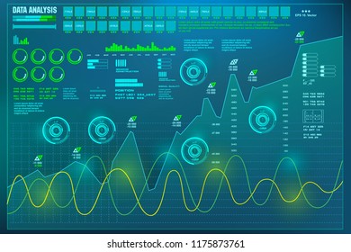Visualization futuristic infographic information. Data analysis, HUD user interface, visual datatrade map, diagrams virtual interface