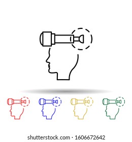 Visualization, head, think multi color style icon. Simple thin line, outline vector of creative thinking icons for ui and ux, website or mobile application