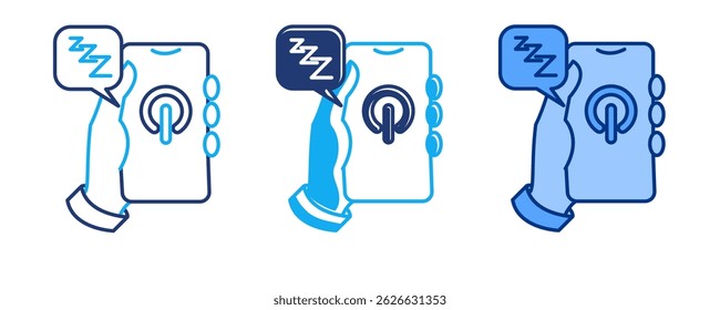Visualization icon represented by man, car in bubble chat Blue, Dualline, Dualtone style.