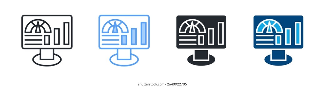 Visualization Icon Set Multiple Style. Design In Outline, Blue, Glyph, Dualtone