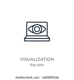 Visualization icon. Thin linear visualization outline icon isolated on white background from big data collection. Line vector sign, symbol for web and mobile