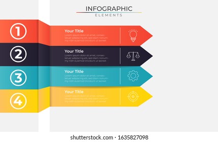 Visualization infographic design template with icons and five data process. Vector for company and corporate business project and presentation. Eps 10
