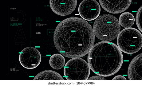 Visualization of information databases, analysis and processing of data flow, conceptual cyberspace of global network