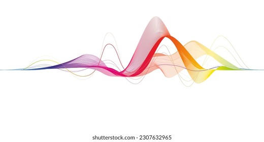 Visualization of music, sound. Abstract rainbow wave on a white background. Vector illustration