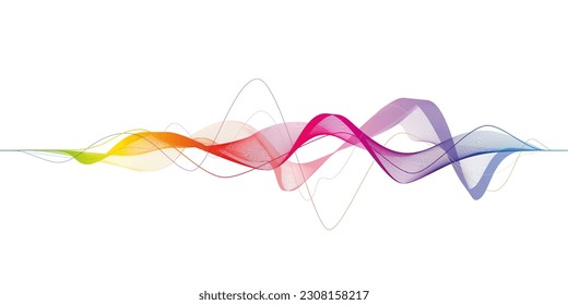 Visualisierung von Musik, Sound. Abstrakte Regenbogenwelle auf weißem Hintergrund. Vektorgrafik