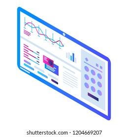 Visualization panel icon. Isometric of visualization panel vector icon for web design isolated on white background