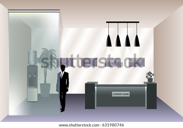 Visualization Reception Room Reception Desk Office Stock Vector