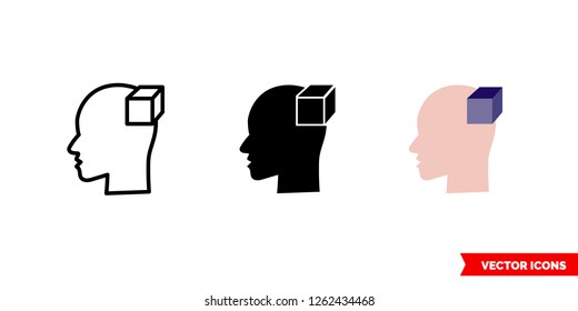 Visualization skill icon of 3 types: color, black and white, outline. Isolated vector sign symbol.