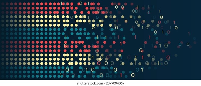 Visualization Sorting data, Abstract flow of information as circles and binary code. Vector database background. 