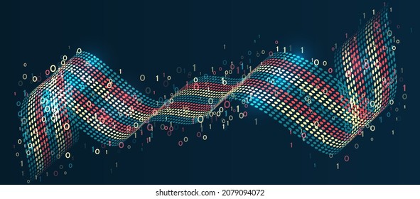 Visualization Sorting data, Abstract flow of information as circles and binary code. Vector database background. 