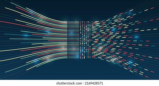 Visualization of Sorting data, Abstract processing of information flow. Vector database background. Filtering machine algorithms.