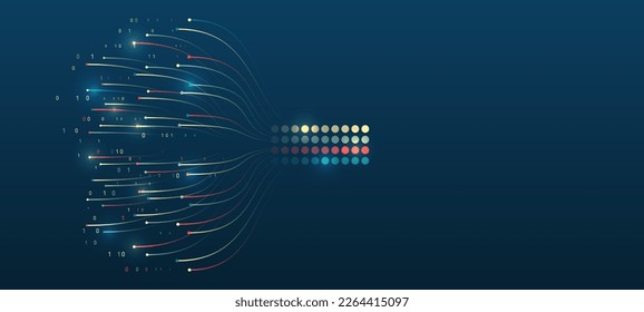 Visualization of Sorting data, Abstract processing of information flow. Vector database background. Filtering machine algorithms.