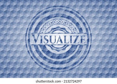 Visualize blue badge with geometric pattern background. Vector Illustration. Detailed. 