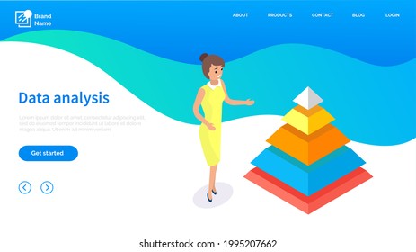 Visualize with business analytics. People work with statistical data analysis, changing indicators. Employees analyze statistical indicators, business data. Characters work with marketing research