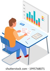 Visualisieren Sie sich mit Unternehmensanalytik. Die Menschen arbeiten mit statistischen Datenanalysen, wechselnden Indikatoren. Mitarbeiter analysieren statistische Indikatoren, Geschäftsdaten. Charaktere arbeiten mit Marketingforschung zusammen
