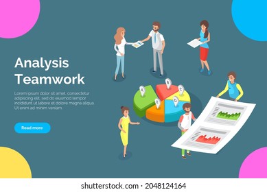 Visualize with business analytics. People work with statistical data analysis, changing indicators. Employees analyze statistical indicators, business data. Characters work with marketing research