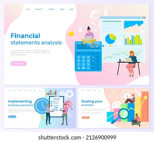 Visualize with business analytics. People work with statistical data analysis, changing indicators. Employees analyze statistical indicators, business data. Characters work with marketing research