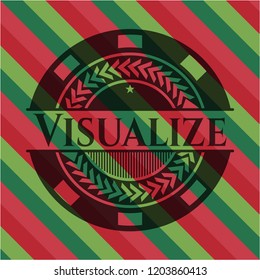 Visualize christmas colors style emblem.