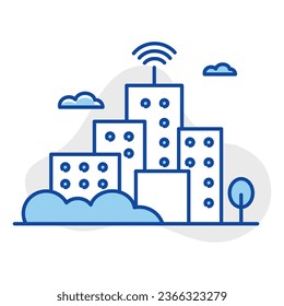Visualizar el concepto de ciudades inteligentes con esta representación gráfica. Explorar la innovación urbana, la integración de la IoT y el desarrollo urbano sostenible a través de este símbolo.