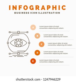 visualize, conception, monitoring, monitoring, vision Infographics Template for Website and Presentation. Line Gray icon with Orange infographic style vector illustration