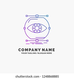 visualize, conception, monitoring, monitoring, vision Purple Business Logo Template. Place for Tagline